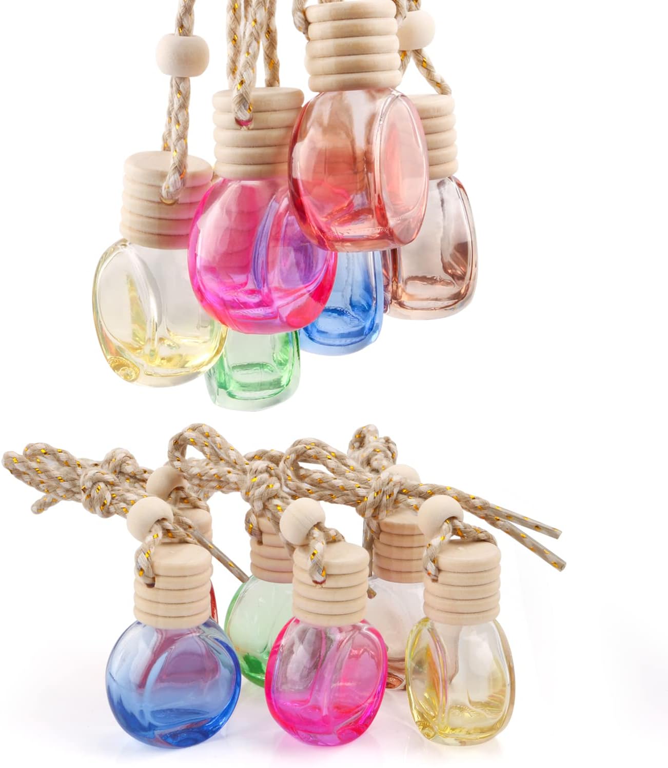 61Fkiawt9L._AC_SL1500_.jpg 12 Pcs Car Air Freshener Hanging Perfume Bottle Essential Oil Fragrance Diffuser Pendant Car Ornament Decoration Accessories - Image 1