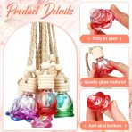 20 Pcs Car Essential Oil Diffuser Hanging Bottle Air Freshener Car Perfume Diffuser Empty Glass Bottle Refillable Aromatherapy Fragrance Bottle Pendant Auto Interior Ornament (Rose Style) - Image 2