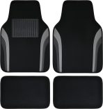 Leather Waterproof Sporty Car Floor Mats Carpet,Universal Automotive Floor Mat Fit for Sedans, Cars, Mid Trucks, Vans, , Set of 4 (Black and Gray)