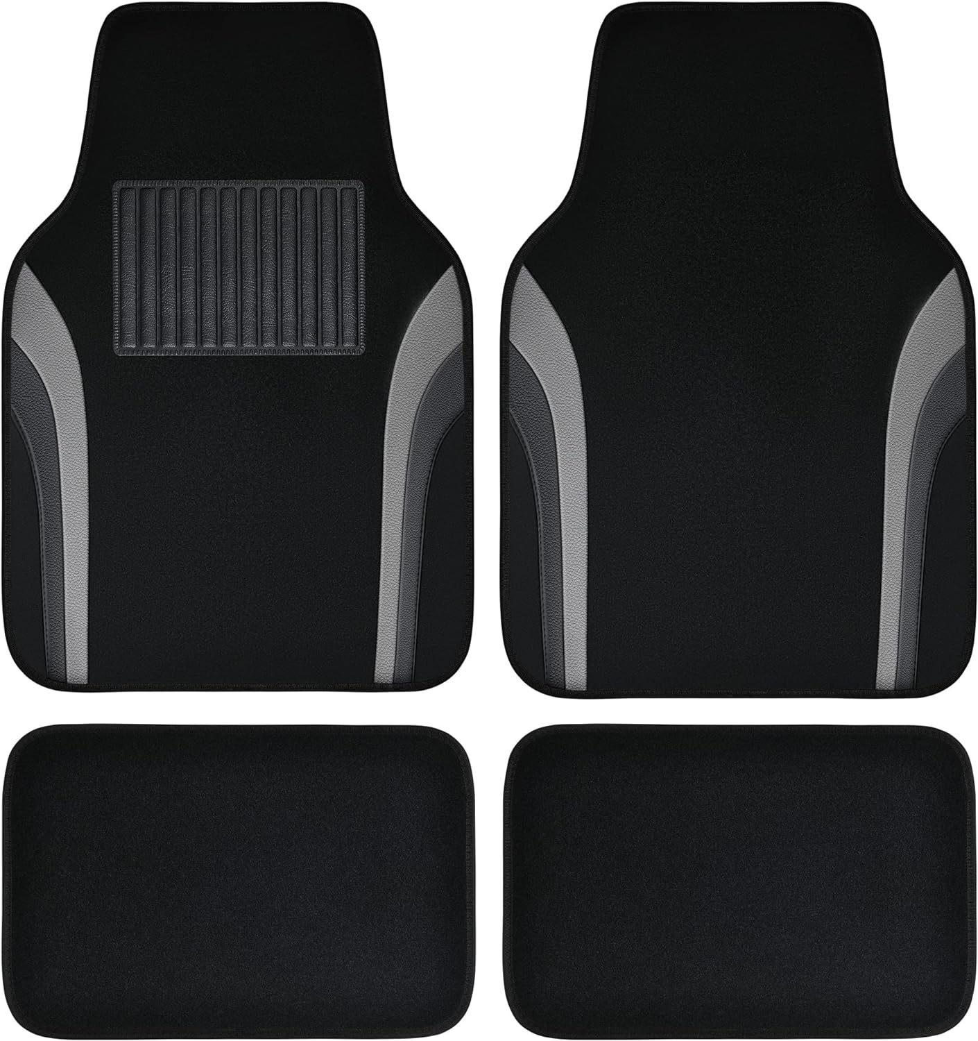 81OaWBDaOoL._AC_SL1500_.jpg Leather Waterproof Sporty Car Floor Mats Carpet,Universal Automotive Floor Mat Fit for Sedans, Cars, Mid Trucks, Vans, , Set of 4 (Black and Gray) - Image 1