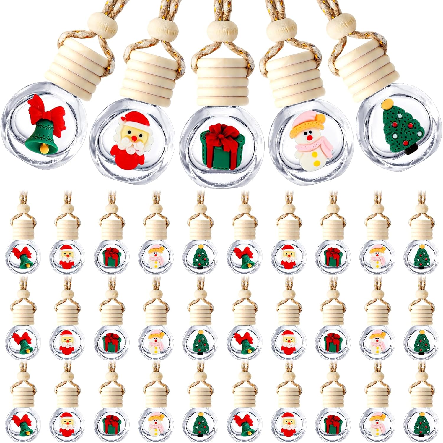 81cVRT6eUaL._AC_SL1500_.jpg 50 Pcs Hanging Car Air Freshener Car Diffuser Bottles Christmas Empty Glass Perfume Bottle Freshener Clear Diffuser Bottle Pendant for Essential Oil Fragrance Aromatherapy Bottles Ornament - Image 1