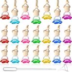 20 Pcs Car Essential Oil Diffuser Hanging Bottle Air Freshener Car Perfume Diffuser Empty Glass Bottle Refillable Aromatherapy Fragrance Bottle Pendant Auto Interior Ornament (Rose Style)