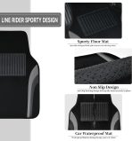 Leather Waterproof Sporty Car Floor Mats Carpet,Universal Automotive Floor Mat Fit for Sedans, Cars, Mid Trucks, Vans, , Set of 4 (Black and Gray) - Image 2